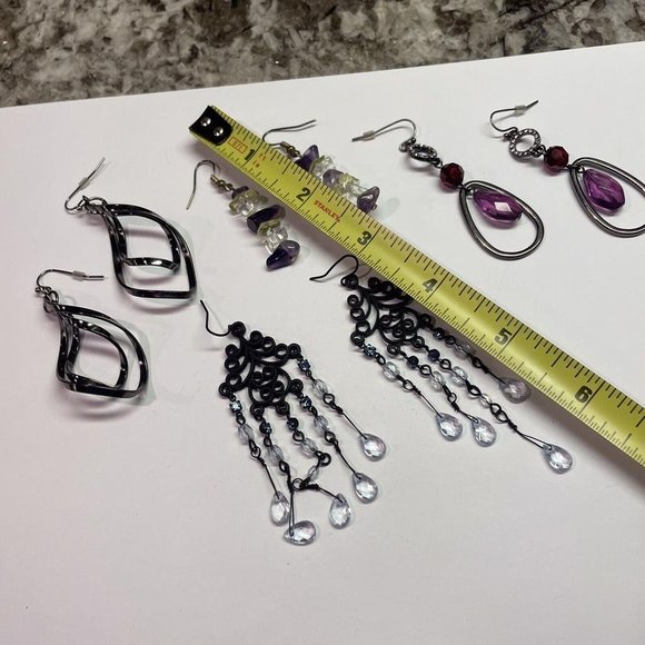 Lot Of 4 Costume Pierced Earrings Dangle - Some Bead - Picture 8 of 12